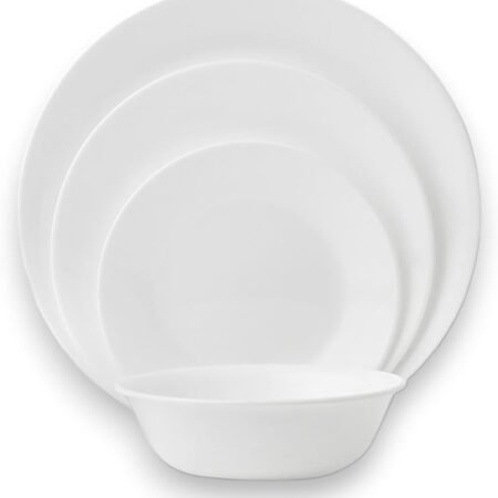 18-Piece Winter Frost White Glass Dinnerware Set Service for 6