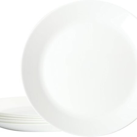 6-Pack Opal Glass Round Dinner Plates Break Resistant