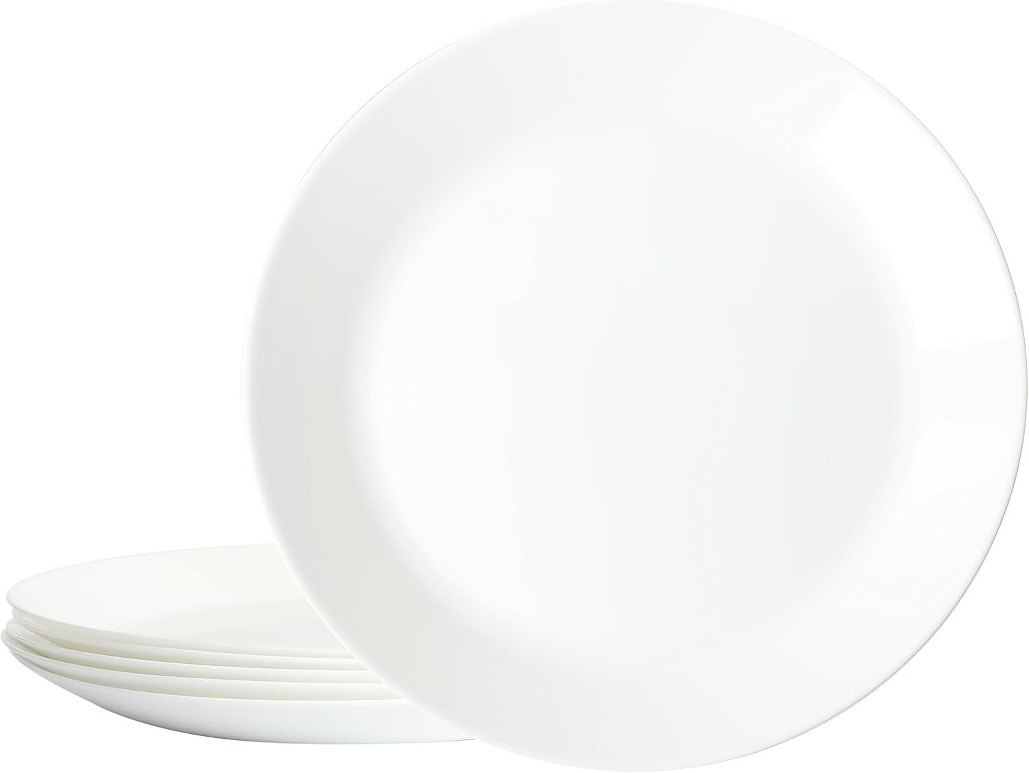 6-Pack Opal Glass Round Dinner Plates Break Resistant