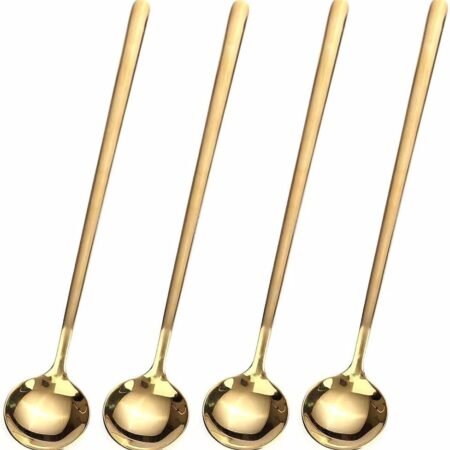 4-Piece 6.7-Inch Gold Long Handle Spoons
