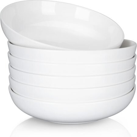 White 22oz Porcelain Salad Soup Bowl Set of 6