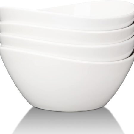 White 42oz Ceramic Soup Bowl Set of 4 Microwave Oven Safe