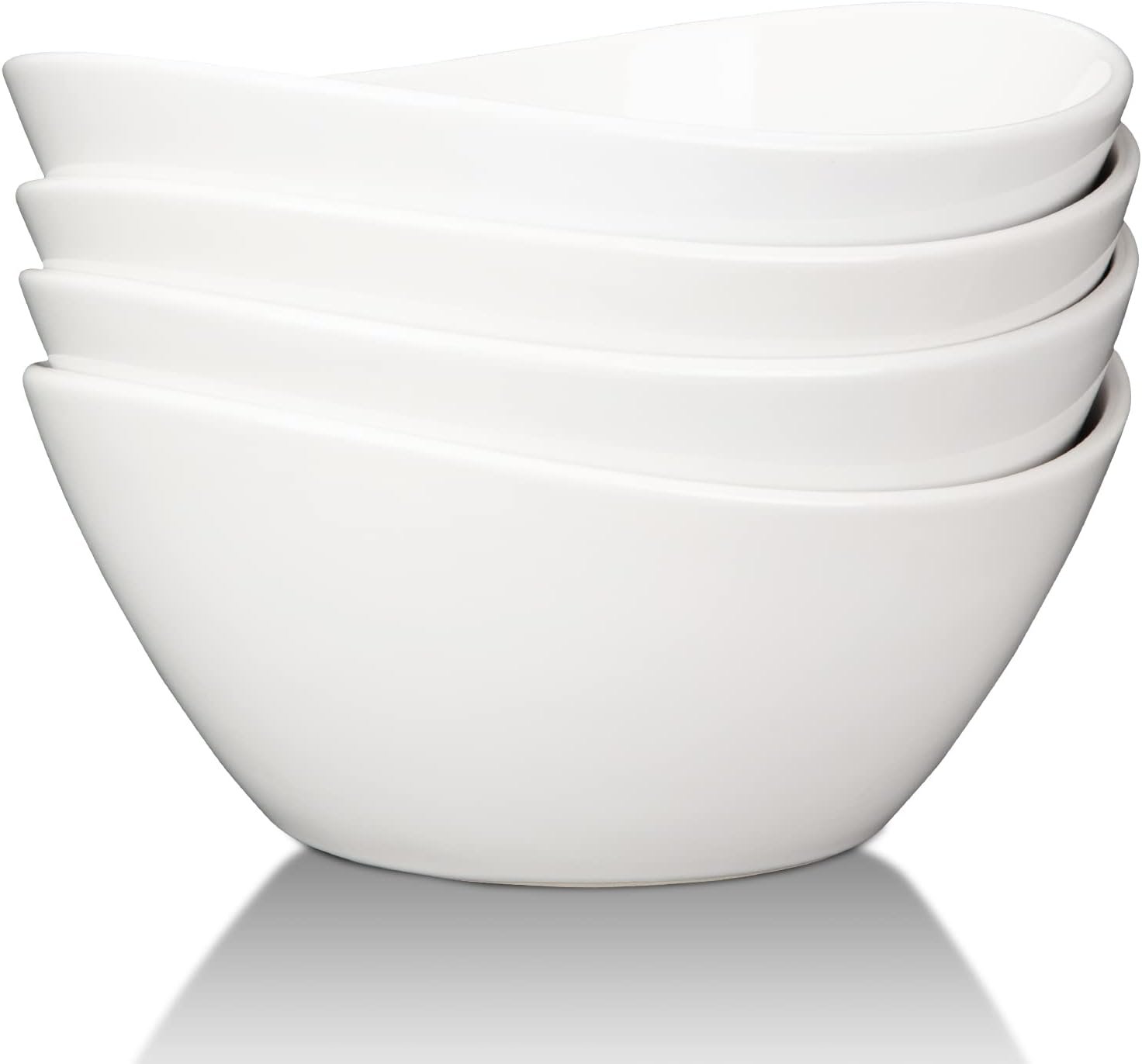 White 42oz Ceramic Soup Bowl Set of 4 Microwave Oven Safe