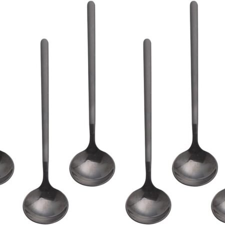 6-Piece Black Mini Stainless Steel Espresso Spoons