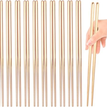 10-Pair 9-Inch Gold Stainless Steel Chopsticks