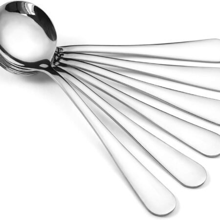 12-Piece Round Stainless Steel Soup Spoons