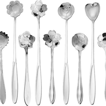 9-Piece Flower Design Stainless Steel Teaspoon Set