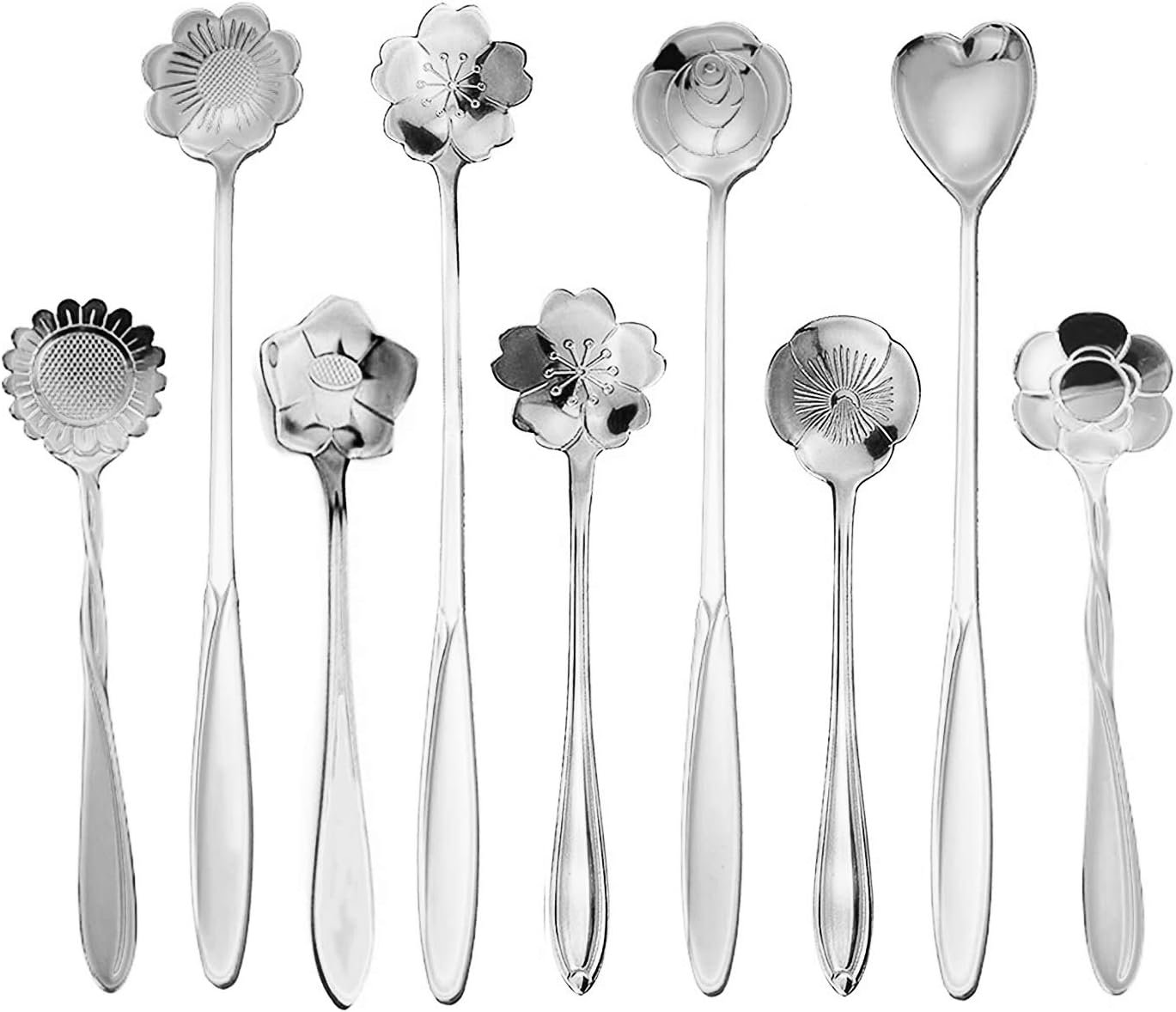 9-Piece Flower Design Stainless Steel Teaspoon Set