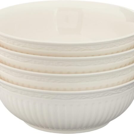 White 7-Inch 24oz Stoneware Soup Cereal Bowl Set of 4