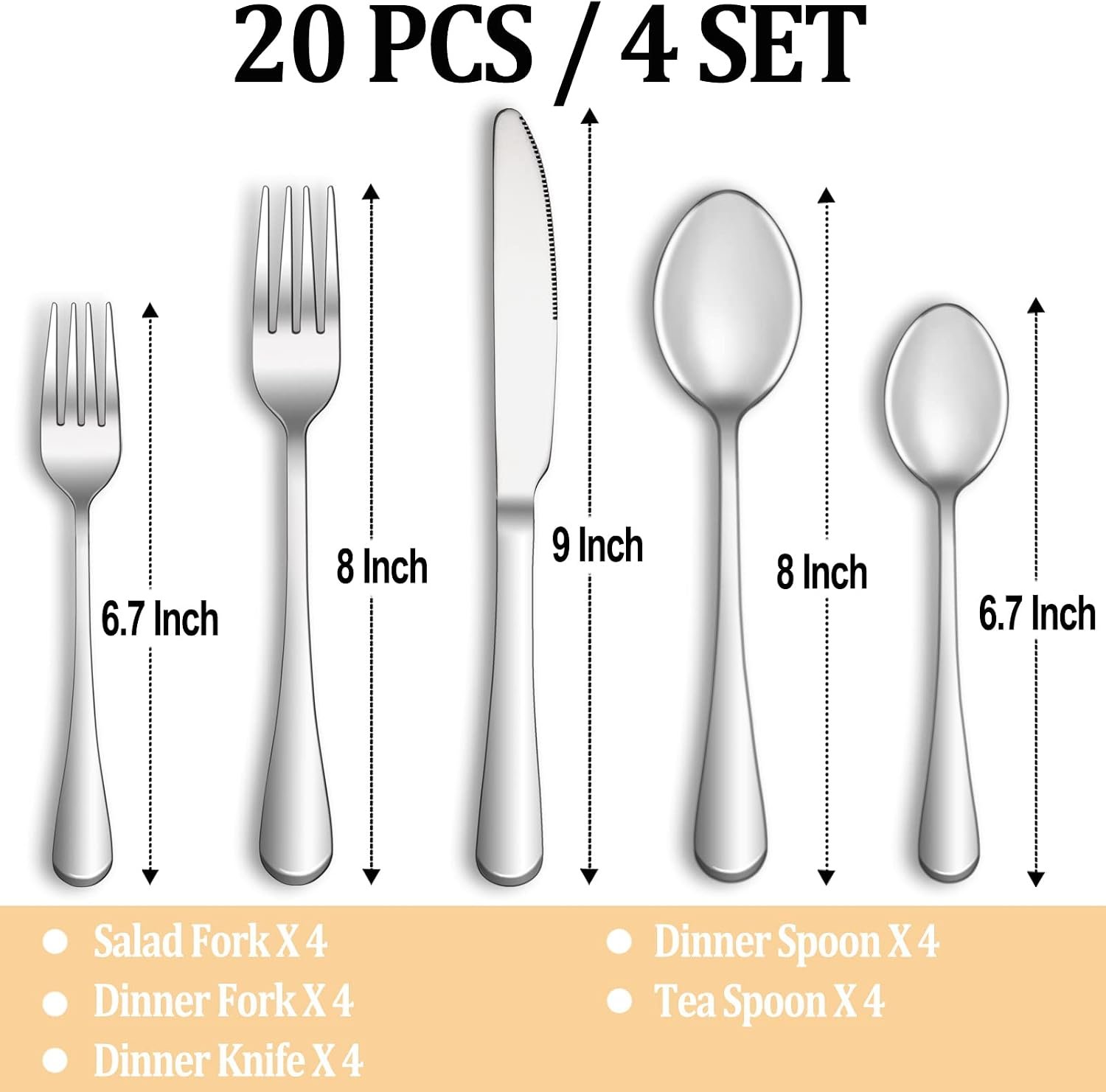 20-Piece Premium Stainless Steel Flatware Set Service for 4 - Image 2