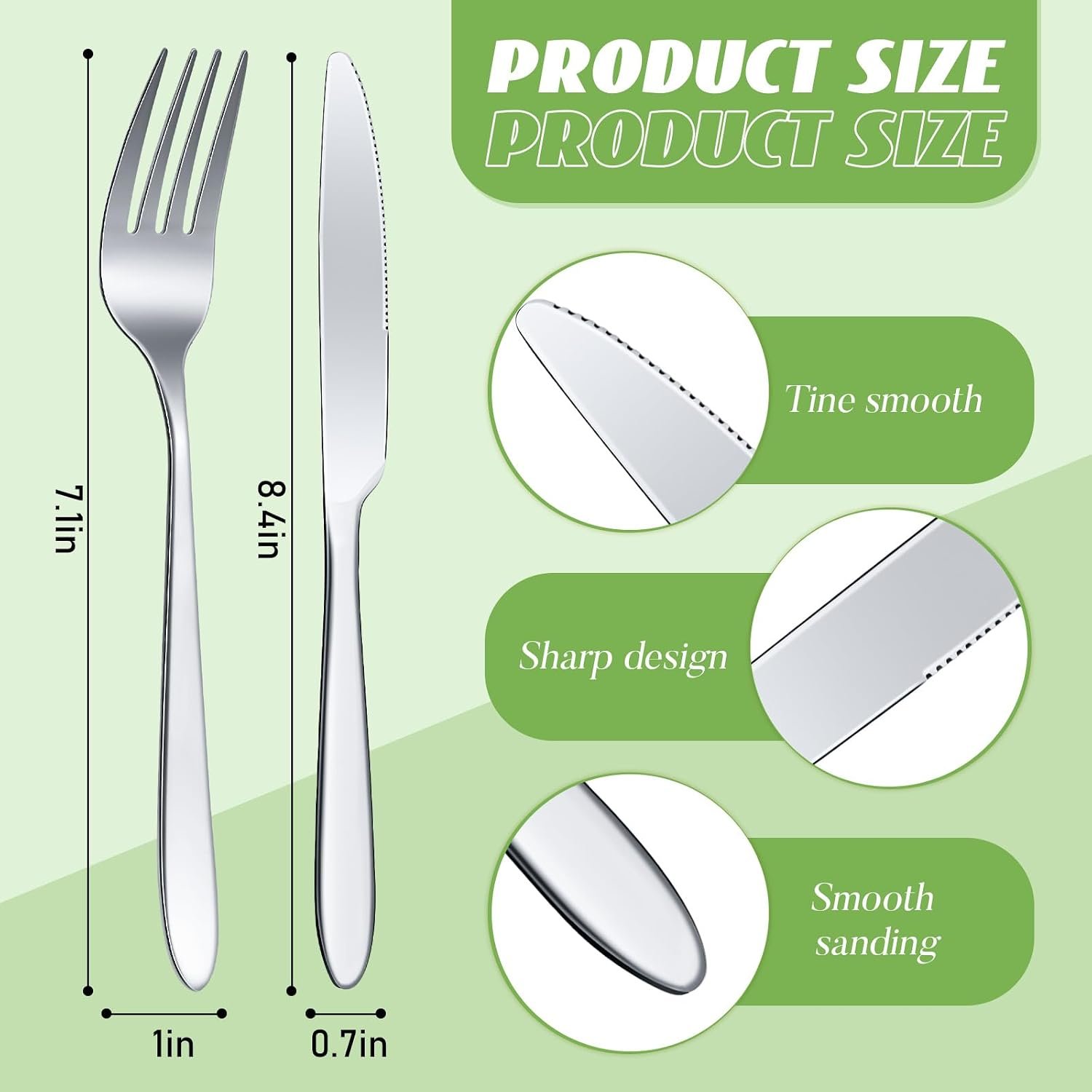 100-Piece Stainless Steel Dinner Forks and Knives Set - Image 2