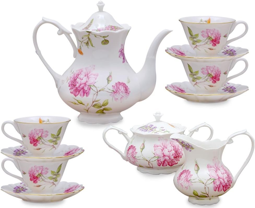Dahlia 11-Piece Porcelain Tea Set