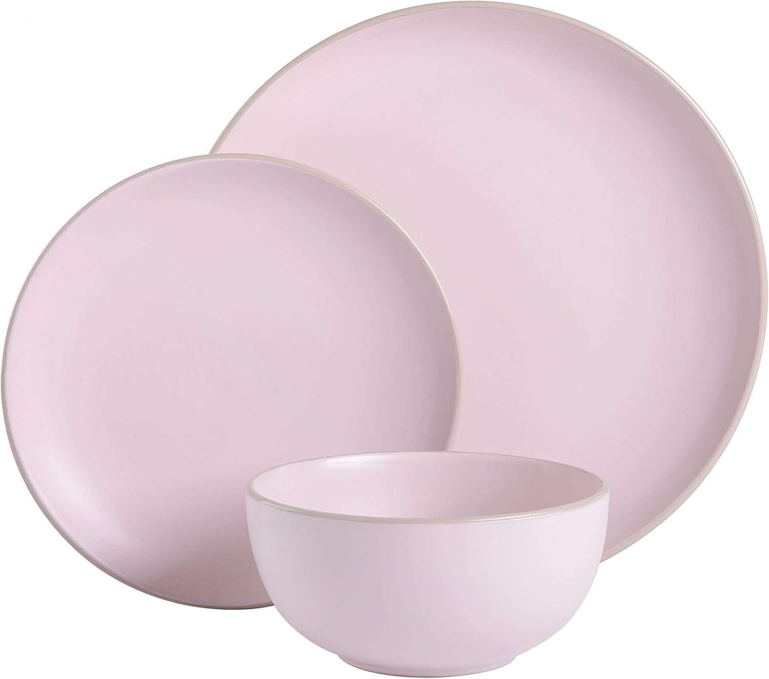 Pink Round Stoneware Dinnerware Set Service for 4 - Image 2