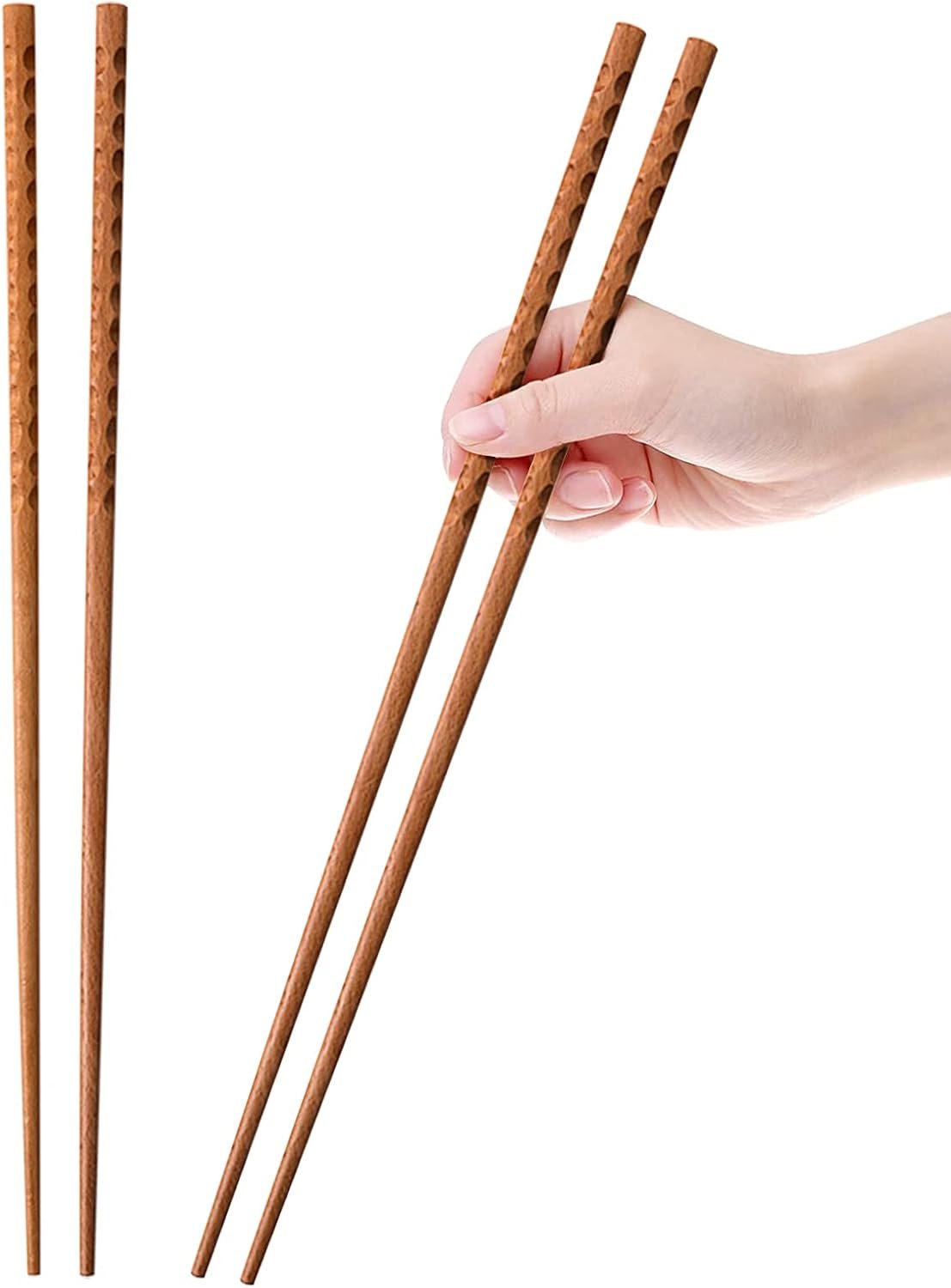 2-Pair 16.5-Inch Wooden Cooking Chopsticks