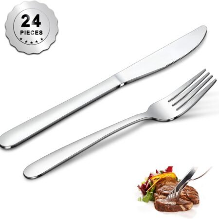 24-Piece Stainless Steel Fork and Knife Set