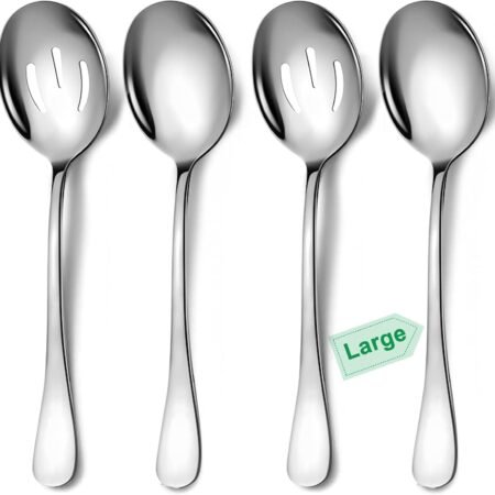 4-Piece Stainless Steel Serving Spoon Set (2 Large, 2 Slotted)