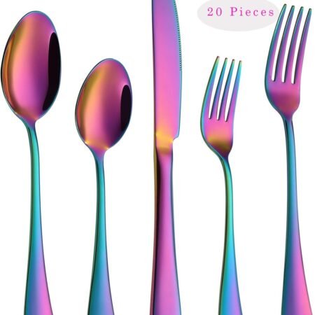 20-Piece Rainbow Stainless Steel Flatware Set Service for 4