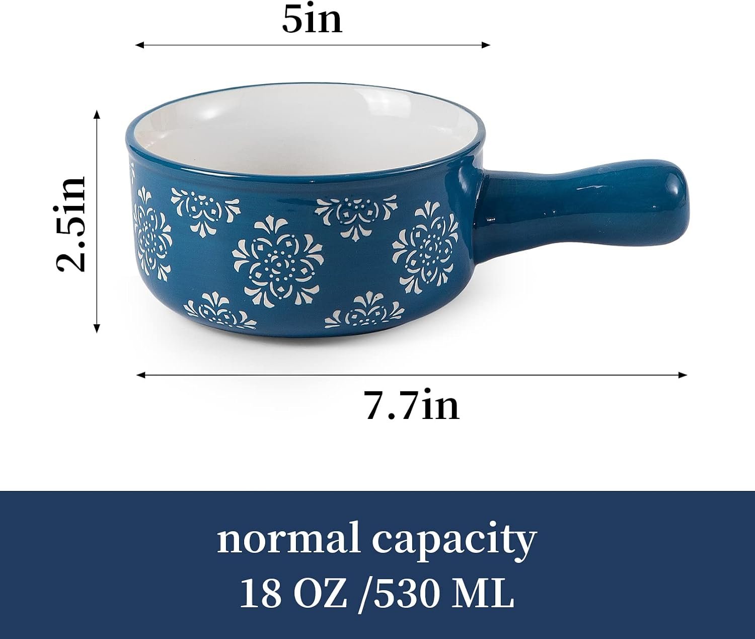 4-Pack 17oz Ceramic Onion Soup Crocks with Handles - Image 2