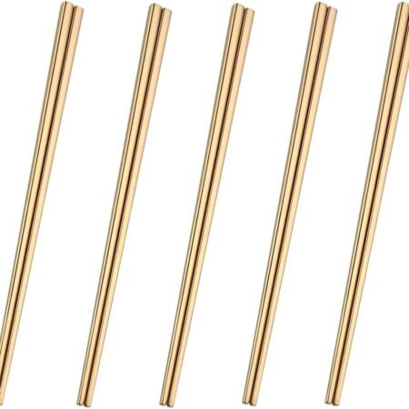 5-Pair Gold Stainless Steel Chopsticks