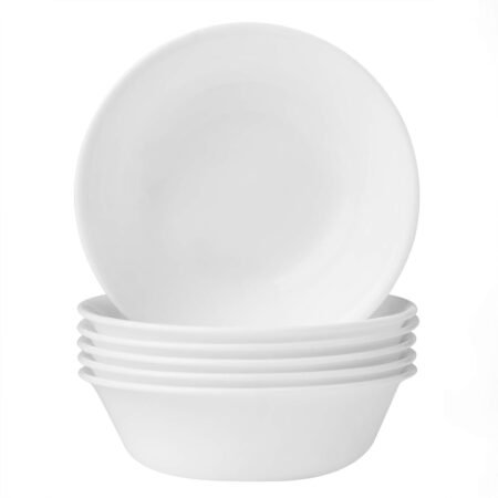 6-Piece 18oz Glass Soup/Cereal Bowl Set Winter Frost White