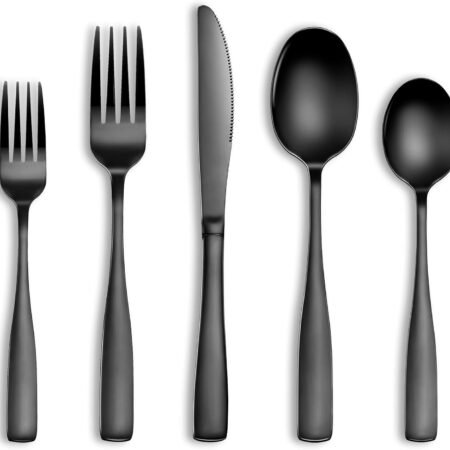 20-Piece Black Stainless Steel Flatware Set for 4