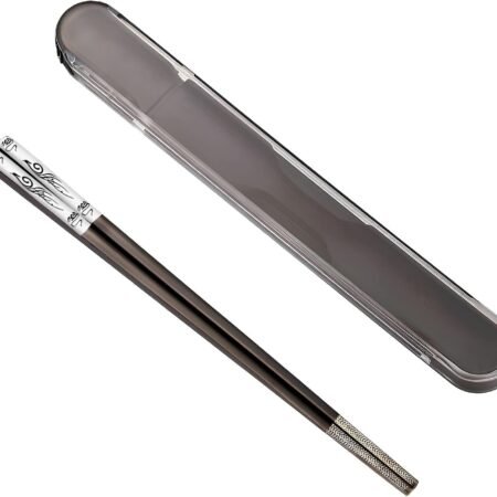 Portable Titanium Plated Metal Chopsticks with Case Black Phoenix