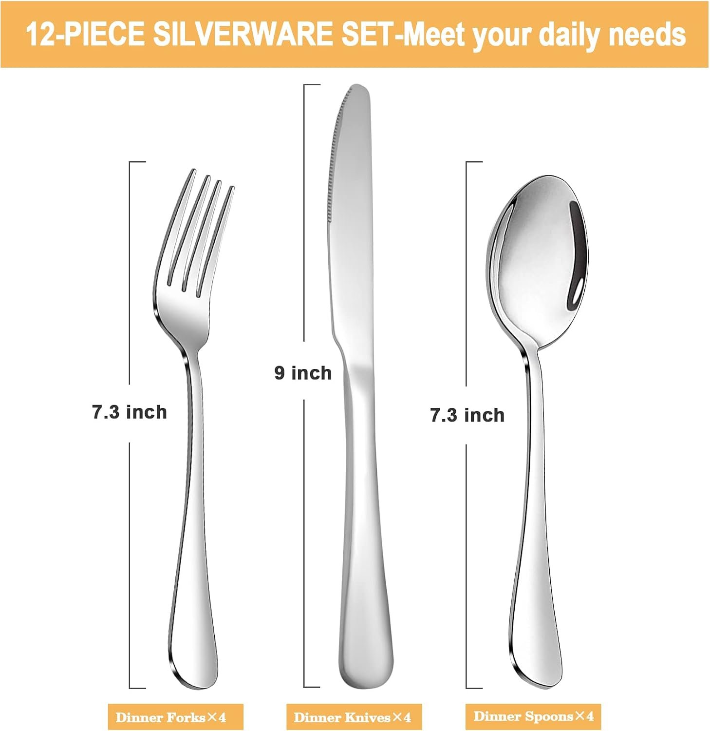12-Piece Stainless Steel Silverware Set - Image 2