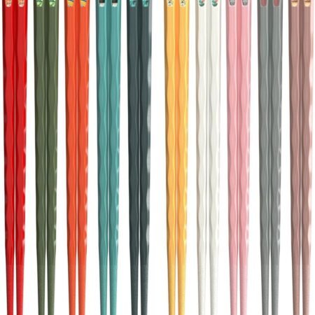 10-Pair 9.5-Inch Colorful Reusable Chopsticks
