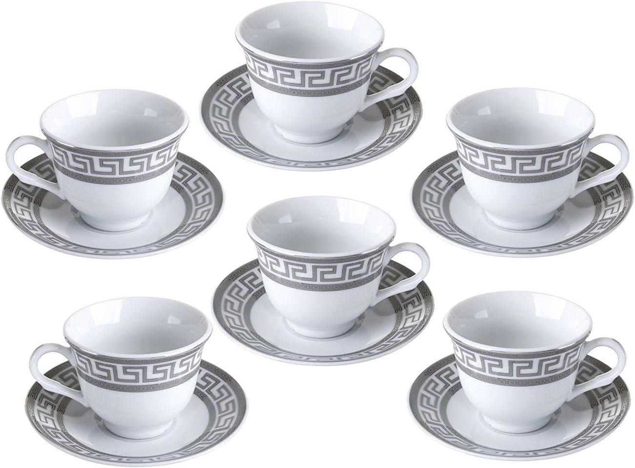 17-Piece Silver Greek Key Tea Set Service for 6 - Image 2