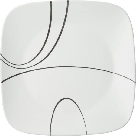 6-Piece 10.5-Inch Square Glass Dinner Plates Simple Lines