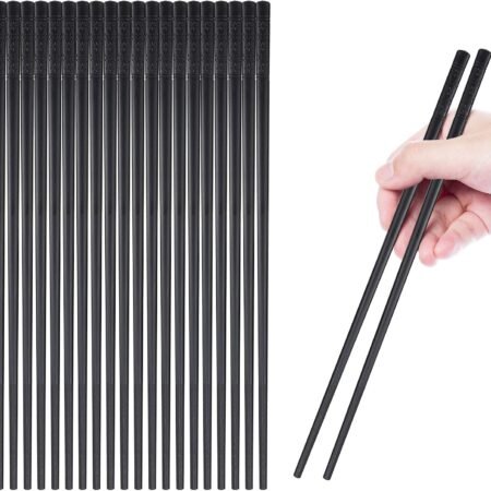 10-Pair 9.5-Inch Black Cherry Blossom Fiberglass Chopsticks