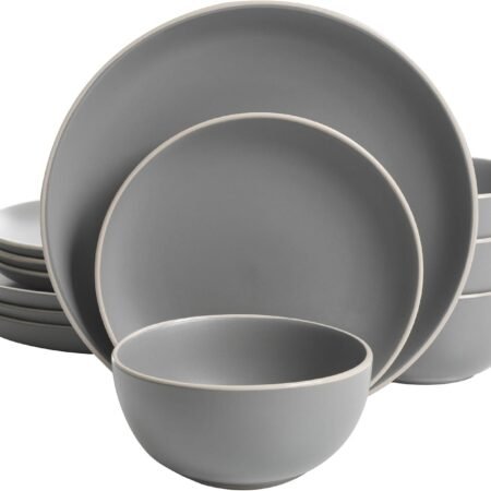 Grey Matte 12-Piece Dinnerware Set Service for 4