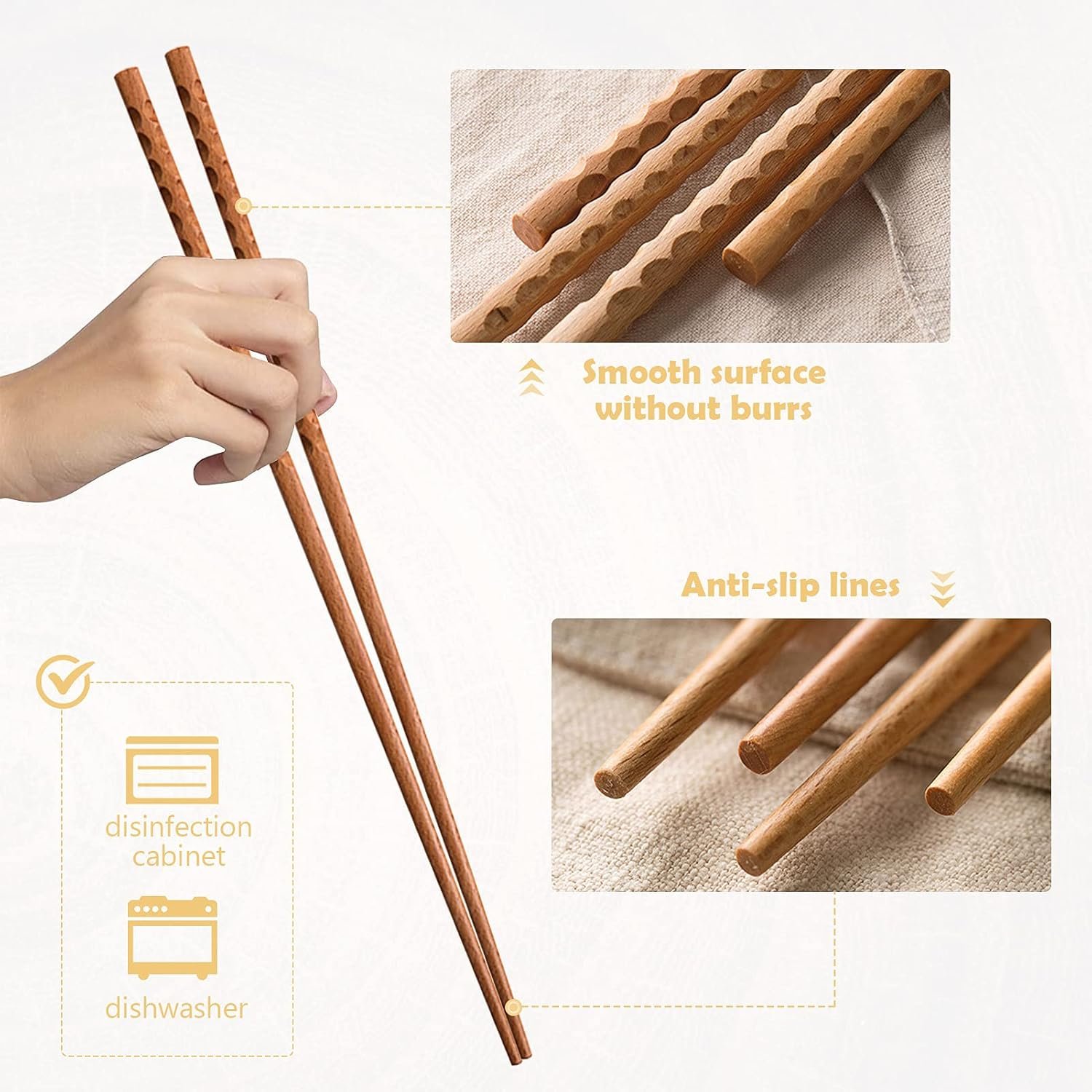 2-Pair 16.5-Inch Wooden Cooking Chopsticks - Image 2