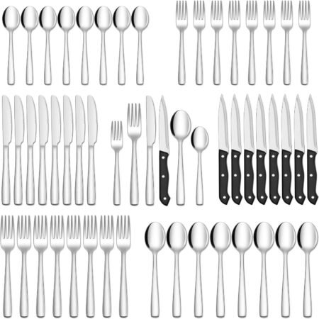 48-Piece Stainless Steel Flatware Set with Steak Knives Service for 8