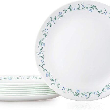 8-Piece Glass Dinner Plate Set Country Cottage Design