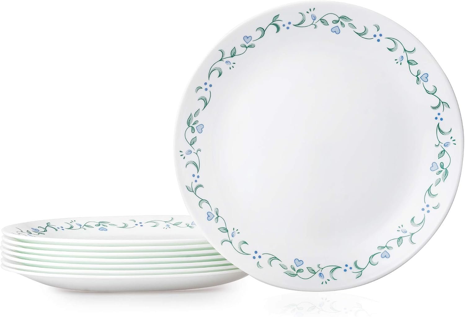 8-Piece Glass Dinner Plate Set Country Cottage Design