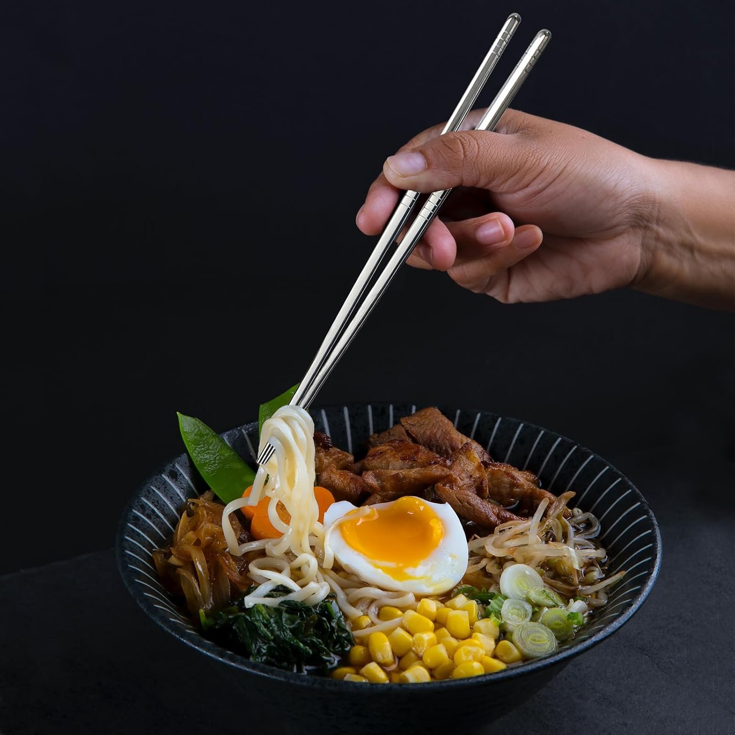 5-Pair 304 Stainless Steel Metal Chopsticks - Image 2