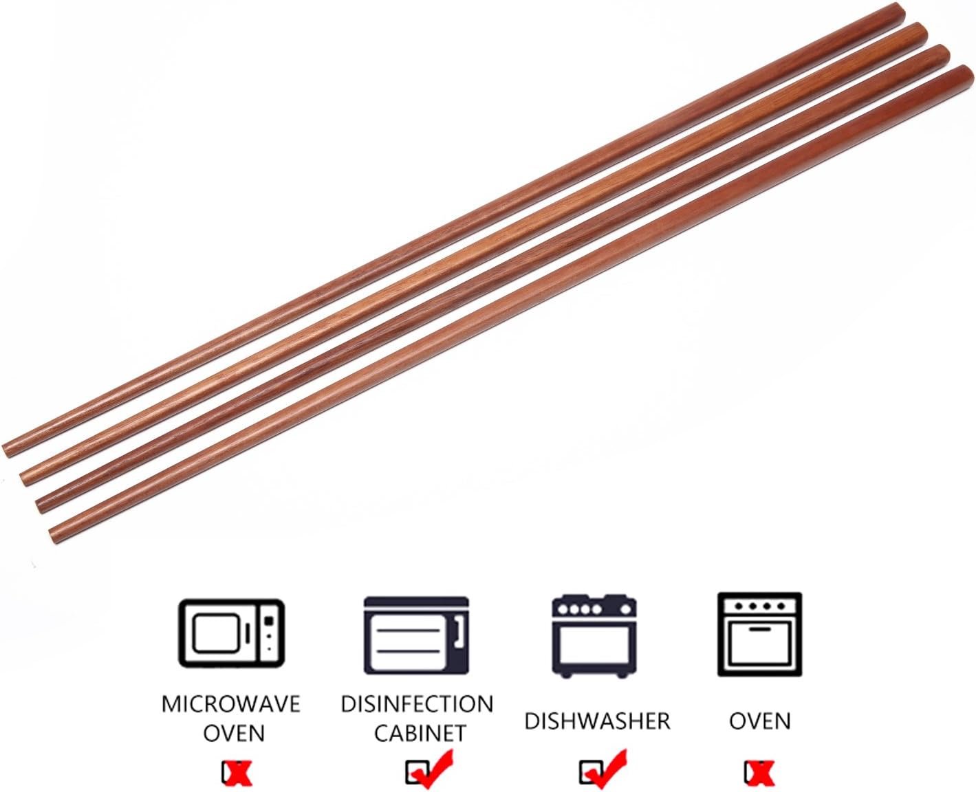 2-Pair 16.5-Inch Brown Wooden Extra Long Chopsticks - Image 2