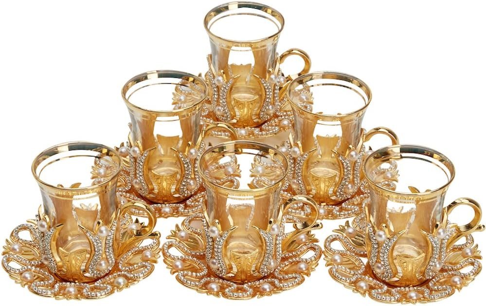 25-Piece 6-Cup Tea Set with Stand Spoon Tray - Image 2