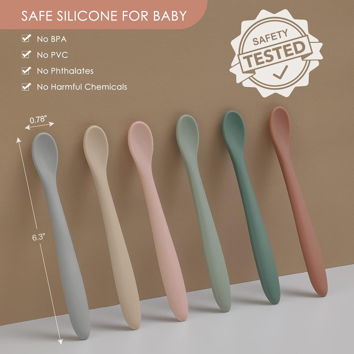 6-Piece Silicone Baby Feeding Spoons - Image 2