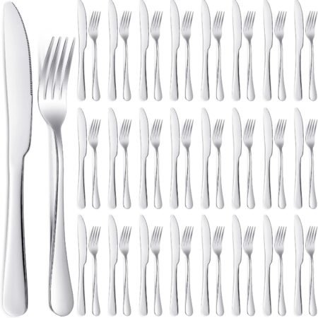 50-Piece Stainless Steel Fork and Knife Set