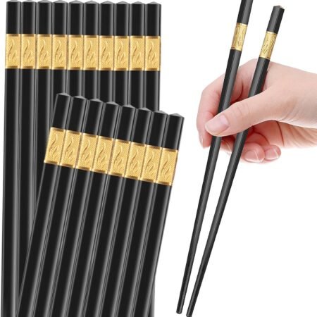 10-Pair 9.5-Inch Black Fiberglass Chopsticks