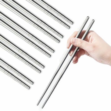 5-Pair 304 Stainless Steel Metal Chopsticks