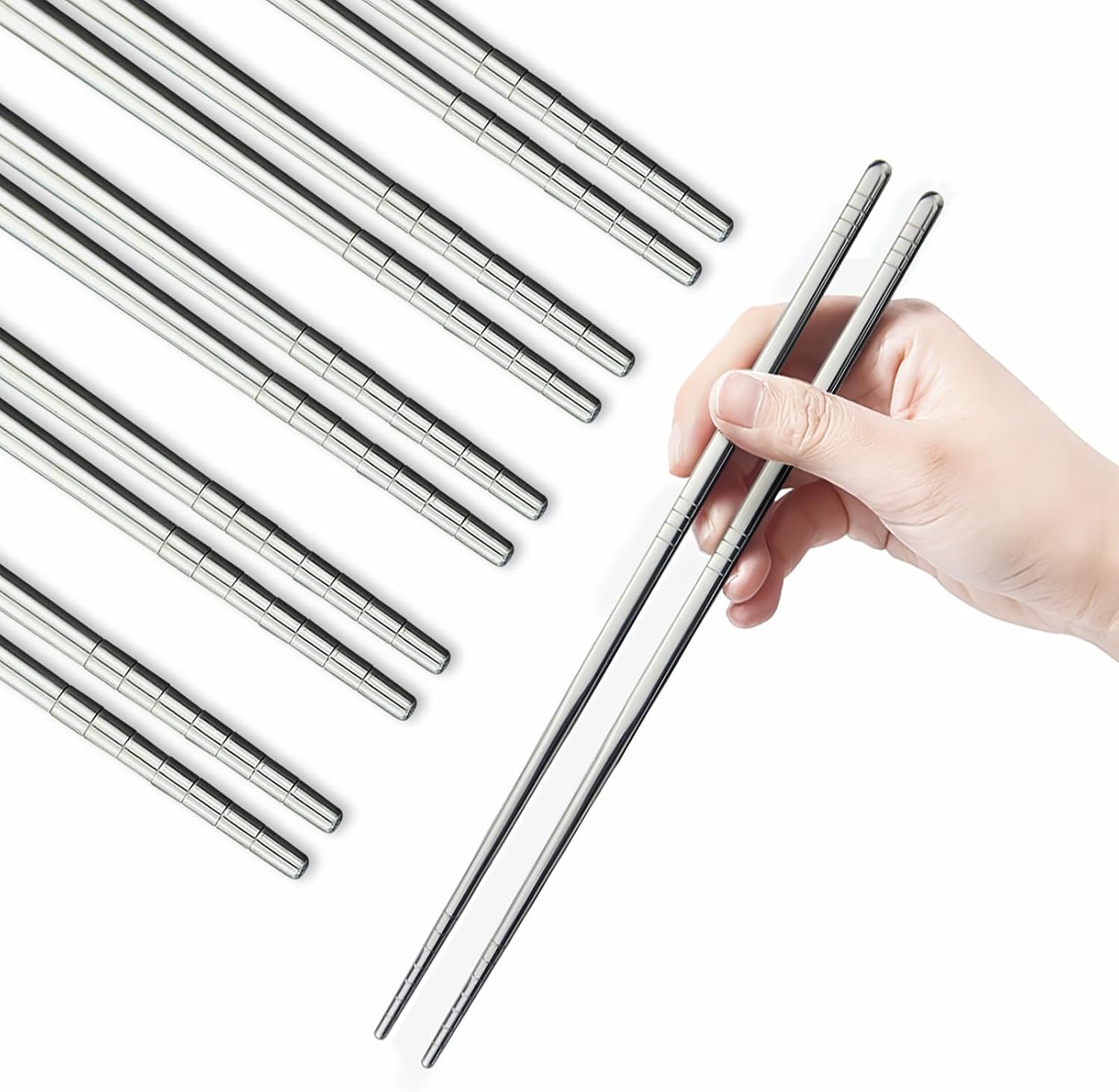 5-Pair 304 Stainless Steel Metal Chopsticks