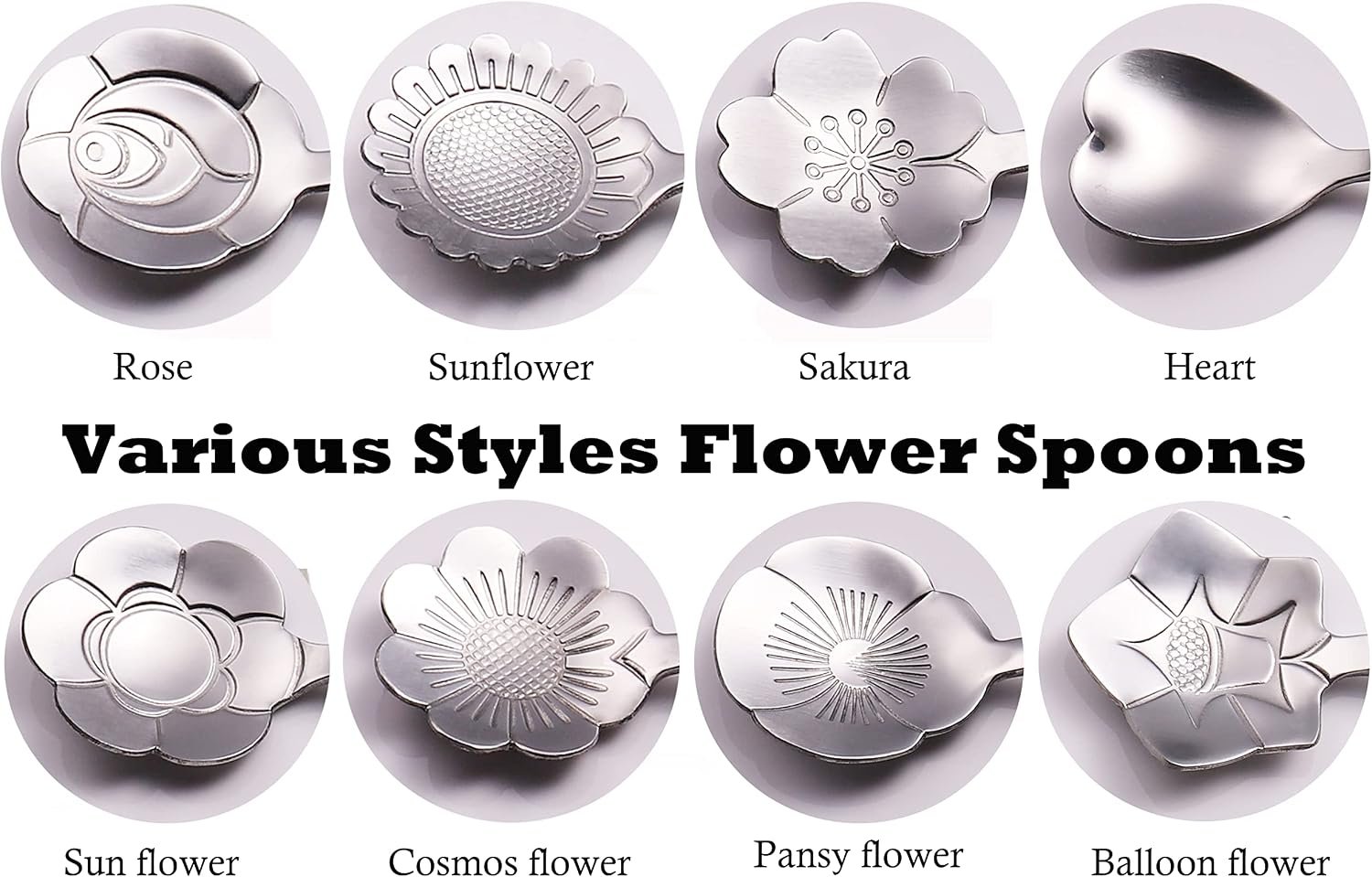 9-Piece Flower Design Stainless Steel Teaspoon Set - Image 2