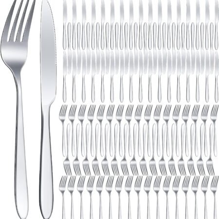 100-Piece Stainless Steel Dinner Forks and Knives Set