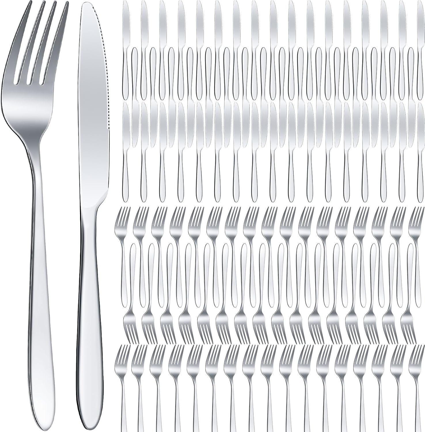 100-Piece Stainless Steel Dinner Forks and Knives Set