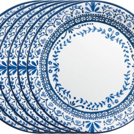 6-Piece Glass Dinner Plate Set Lightweight Round