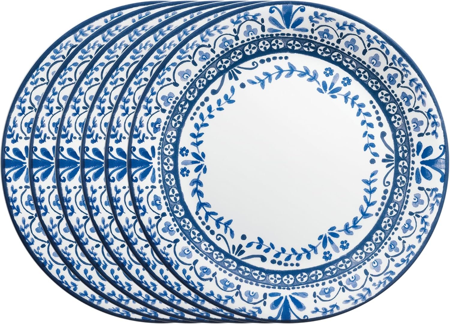 6-Piece Glass Dinner Plate Set Lightweight Round