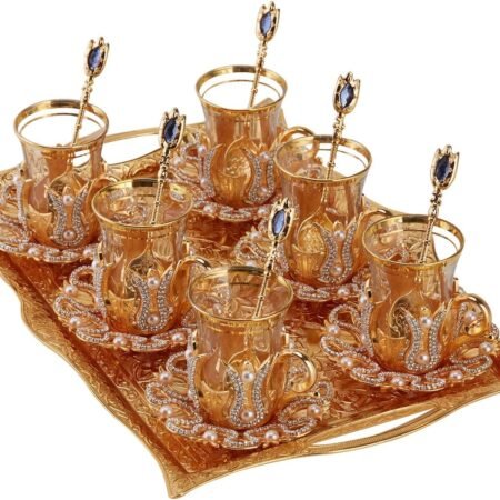 25-Piece 6-Cup Tea Set with Stand Spoon Tray